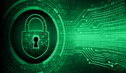 Closed Padlock on digital background, cyber security