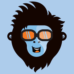 Cool monkey with glasses logo vector.  monkey vector logo design.