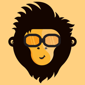 Cool monkey with glasses logo vector.  monkey vector logo design.