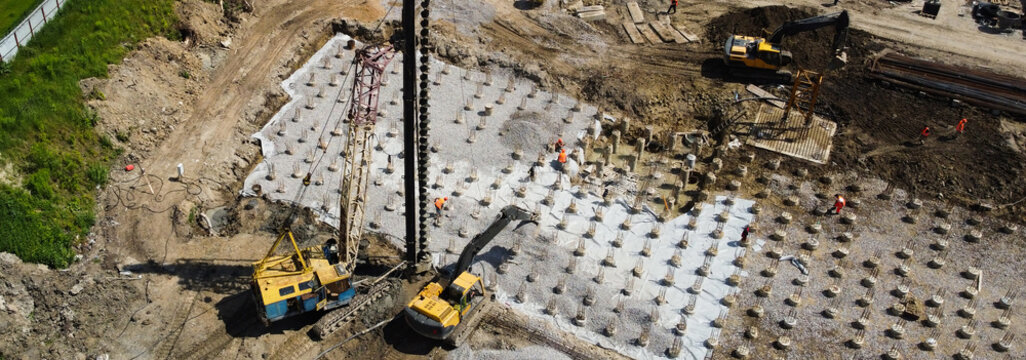 Aerial Photo Busy Industrial Construction Site