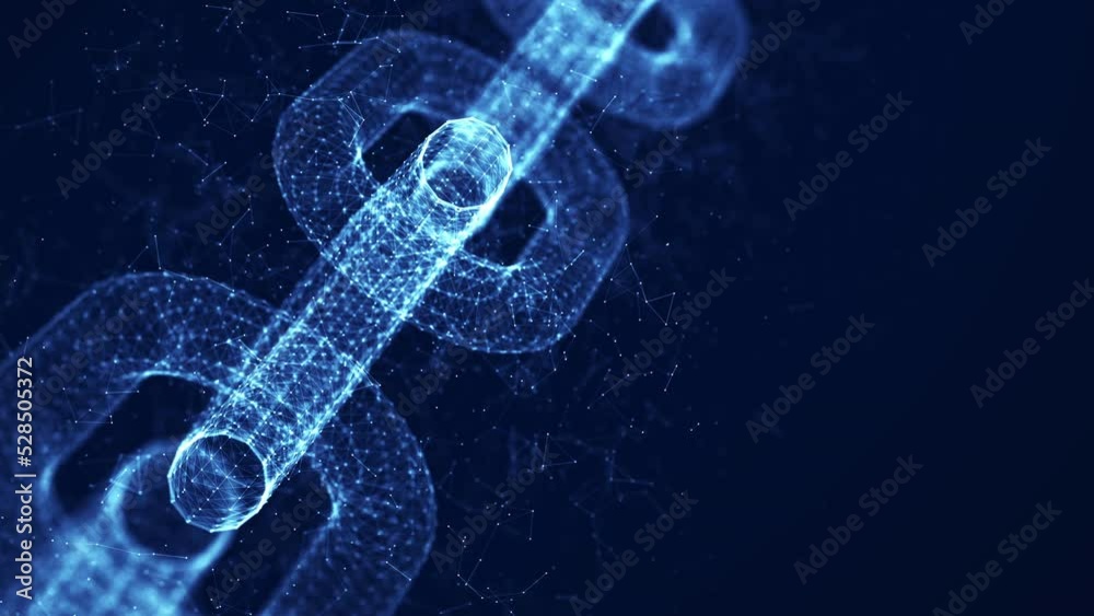 Leinwandbilder blockchain technology abstract concept. polygons are connected in slow-moving chains on a dark blue 
