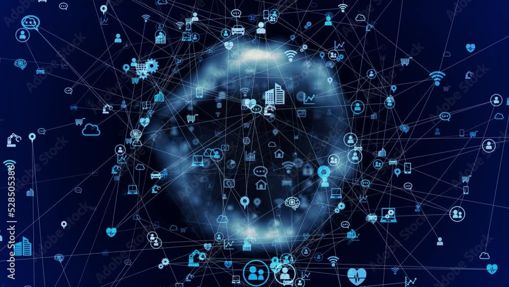 Poster communication network concept. digital transformation.