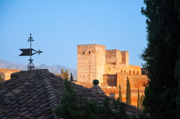 
Alhambra in Granada, view from the Albaicin, Spain, Andalucia, fortress arabic art