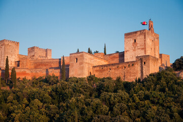 Fototapeta na wymiar Alhambra in Granada, view from the Albaicin, Spain, Andalucia, fortress arabic art