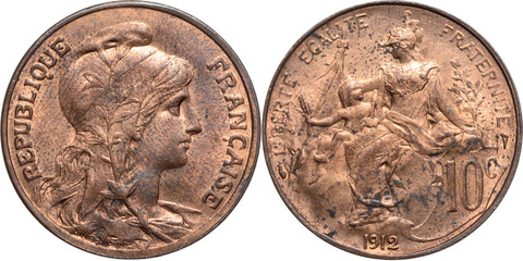 FRANCE, Third Republic, 10 Centimes 1912, UNC