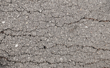 Cracks and damage, black gray concrete floor.
