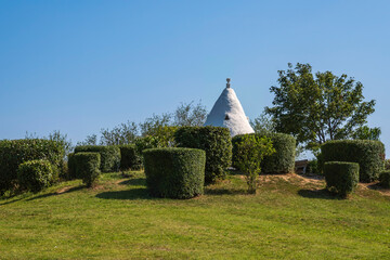 View of the well-known trullo on the Adelberg near Flonheim/Germany in Rheinhessen