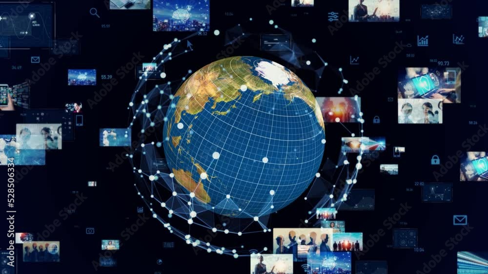 Aufkleber Global communication network concept. Image analysis. Digital transformation. AI (Artificial Intelligence).