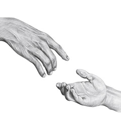 Hand drawn hands on transparent background - PNG format.
