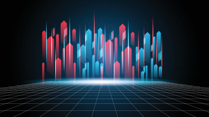 Abstract red blue product showcase background stadium stage hall with scenic lights of round futuristic technology user interface Blue vector lighting empty stage spotlight background. © Chitsanupong