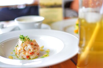 Shrimp Tartare (tartare di gamberi) served at Indonesian restaurant