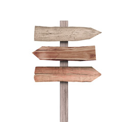 Wood arrow sign isolated on transparent background - PNG format.