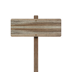 Wooden sign isolated on transparent background - PNG format.