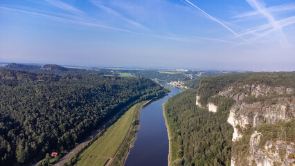 View from the bastei viewpoint of the Elbe river
