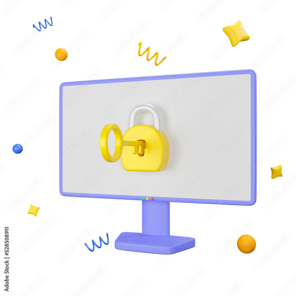 Poster 3d computer security concept. Network security lock password. 3d render