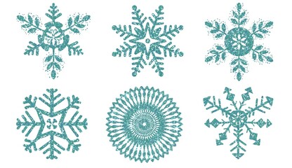 Glitter blue snowflake background set. Snowflake icon. Design for decorating,background, wallpaper, illustration, fabric, clothing.