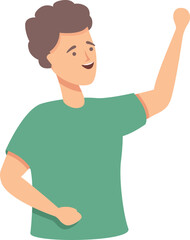 Pray boy icon cartoon vector. Happy person. Excited strong