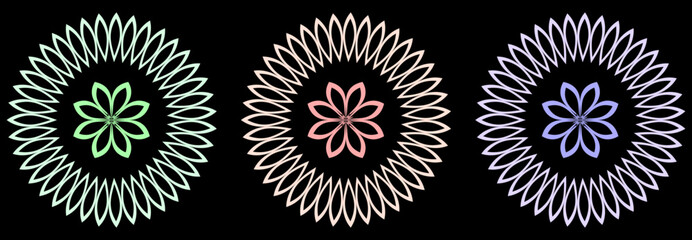 Geometric Abstract Flower Petals. Flower Design Elements