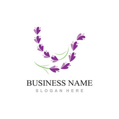 fresh lavender flower logo flat design template