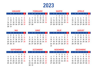 Calendar 2023 in romanian language