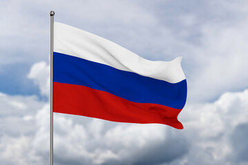 Russia flag on sky background. 3D illustration