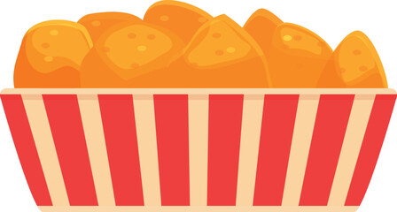 Chicken nugget plate icon cartoon vector. Fast food. Hand box
