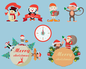set of christmas elements