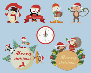 set of christmas elements