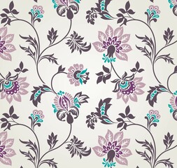 Colorful wedding card design, paisley floral pattern , India	