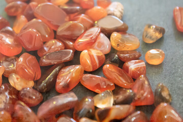 Colorful small gravel stone background, texture of multicolored agate crystal pebbles, beautiful natural pattern