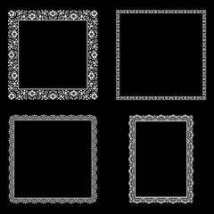 Set of decorative frames Elegant vector element for design in Eastern style, place for text. Floral black and white borders. Lace illustration for invitations and greeting cards.