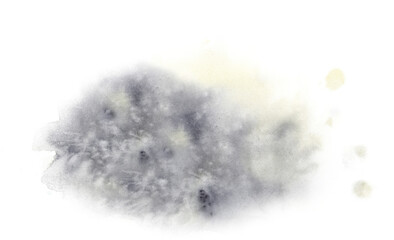 Abstract yellow-gray watercolor on a white background. Hand-drawn painting.