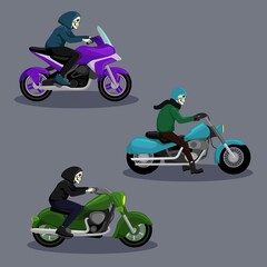 set of motorcycles