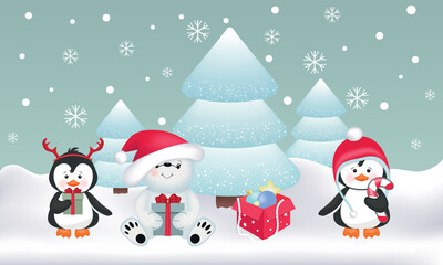 Bright, beautiful Christmas illustration for postcard, Cover, Poster, invitation, poster, banner