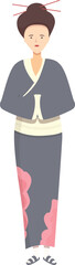 Geisha icon cartoon vector. Female fan. Woman kimono