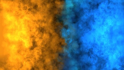 Double smoked fire light effect blue and orange on dark background. Dual tone flame backdrop