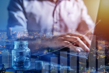 Online Banking And Internet Banking Savings Concept