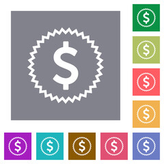American dollar sticker alternate square flat icons