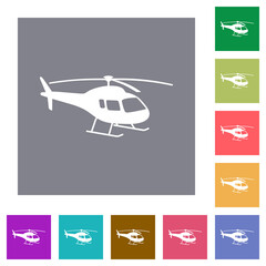 Helicopter silhouette square flat icons