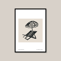 Minimal bohemian travel illustration poster design for wall art gallery 