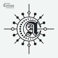 Fototapeta na wymiar Alphabet A Tattoo Logo