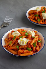 Homemade Penne Alla Vodka With Bacon, Cheese and Basil