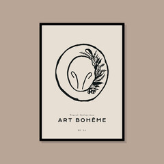 Minimal bohemian travel illustration poster design for wall art gallery 