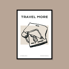 Minimal bohemian travel illustration poster design for wall art gallery 