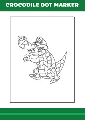 Education dot marker for children. Crocodile dot marker Coloring Page for kids