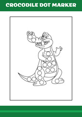 Education dot marker for children. Crocodile dot marker Coloring Page for kids