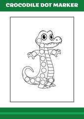 Education dot marker for children. Crocodile dot marker Coloring Page for kids