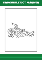 Education dot marker for children. Crocodile dot marker Coloring Page for kids