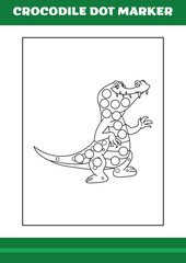 Education dot marker for children. Crocodile dot marker Coloring Page for kids