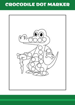 Education dot marker for children. Crocodile dot marker Coloring Page for kids